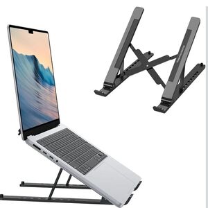 Adjustable Black Laptop Stand – Portable Foldable Riser